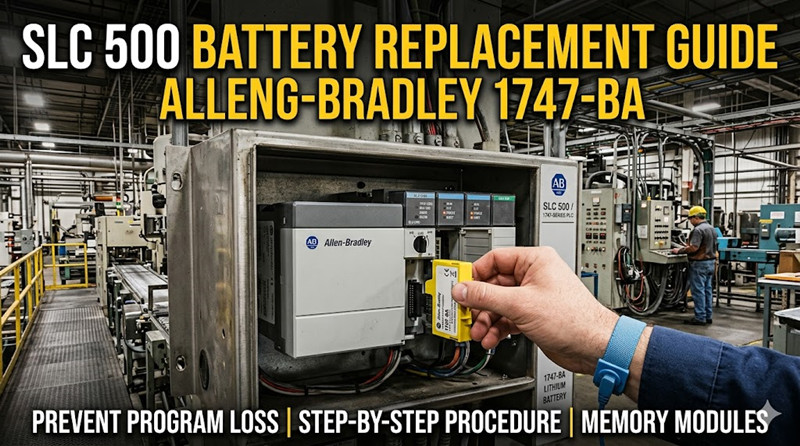 Allen-Bradley SLC 500: руководство по замене батареи, резервному копированию программ и комплектующим.