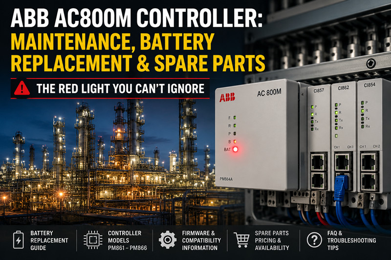 Контроллер ABB AC800M: техническое обслуживание, замена батарей и запасные части.